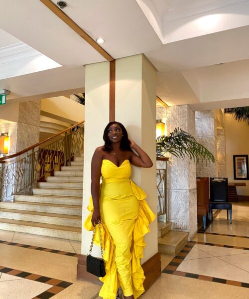 YELLOW TUBE FRINGE DRESS